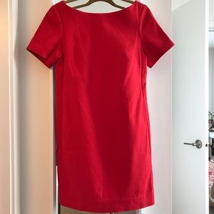 Maeve shift dress from Anthropologie in red